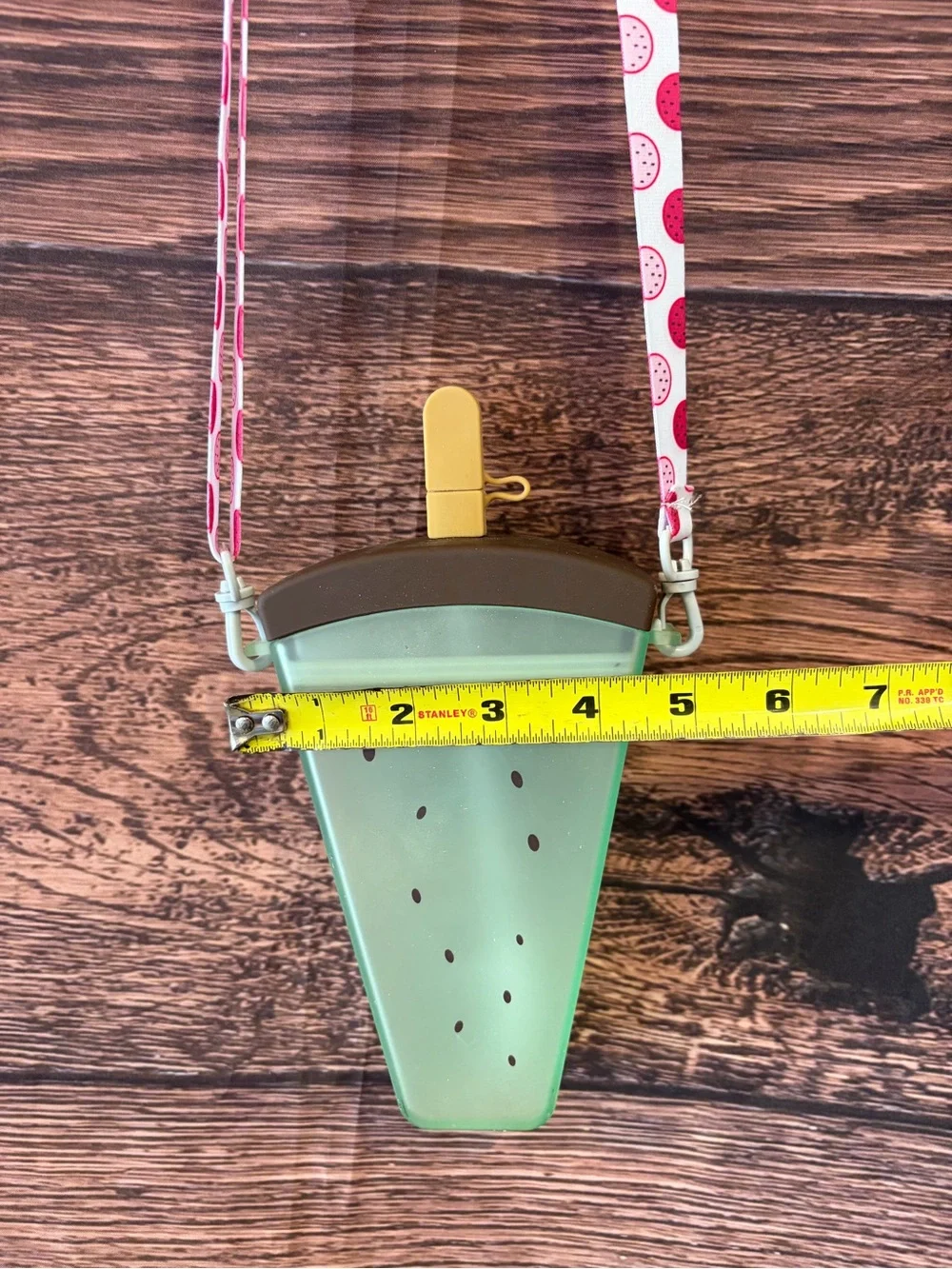 Mint Green Watermelon Crossbody canteen / water bottle with Pink Strap